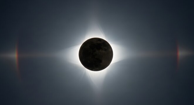 Solar Eclipse in Dark Sky.