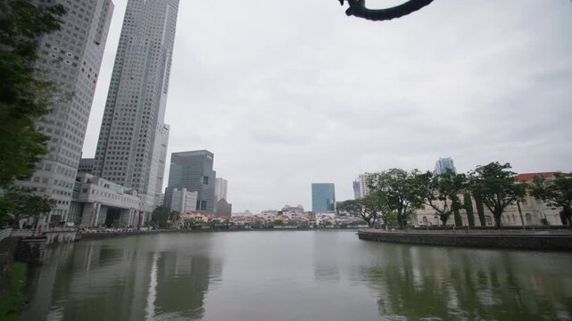 Beautiful Singapore skyline with towering modern skyscrapers creating a spectacular urban landscape and world famous metropolitan destination in Asia