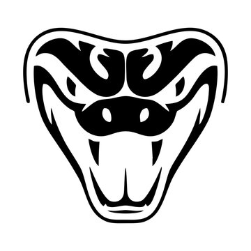 Black and white snake head logo