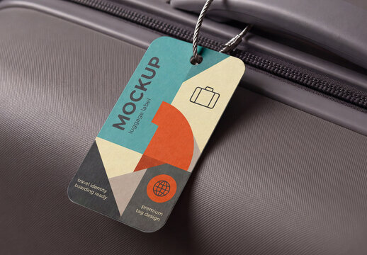Closeup Luggage Tag Mockup