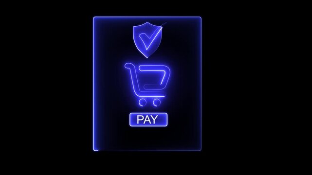 Mobile payment security concept on the transparent background. with secure checkout icon and green pay button during online shopping, highlighting ecommerce transaction and financial safety. 4k
