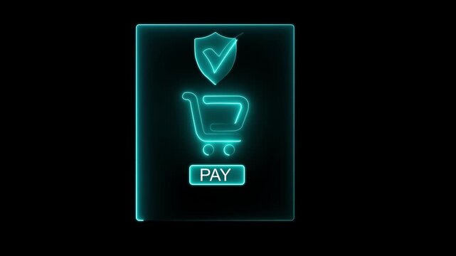 Mobile payment security concept on the transparent background. with secure checkout icon and green pay button during online shopping, highlighting ecommerce transaction and financial safety. 4k