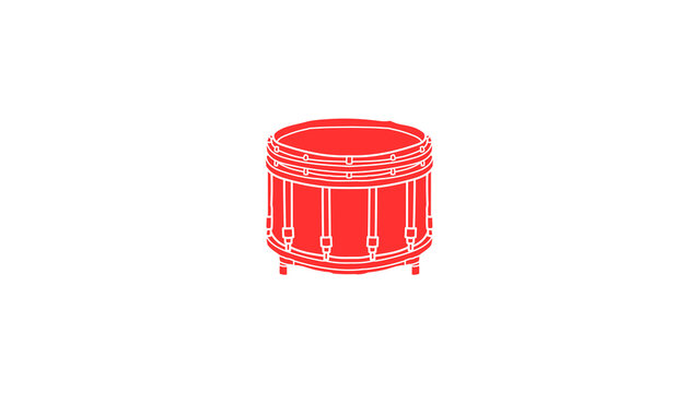 A vibrant red vector illustration of a field snare drum or marching drum