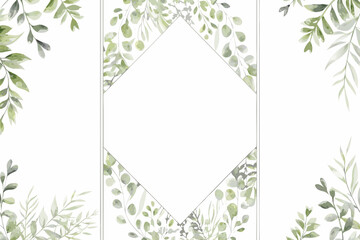 Watercolor eucalyptus and foliage ornament with white background arranged as banner templates aesthetically pleasing © Biplab