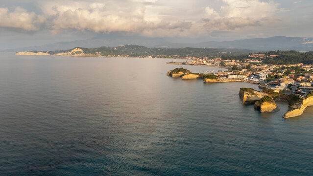 Kanali tou Erota Corfu coastline overview at sunset