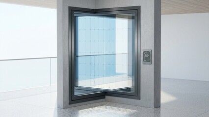 Fototapeta premium 3D Isometric Smart Window with Transparent Solar Cells