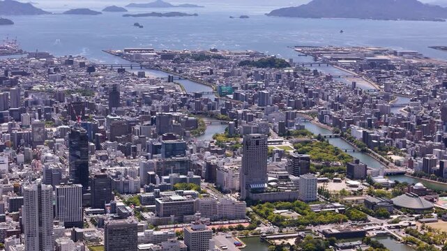 Hiroshima center seen from far, Japan