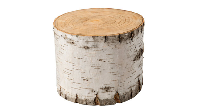Round cross section texture of birch tree log isolated on transparent background