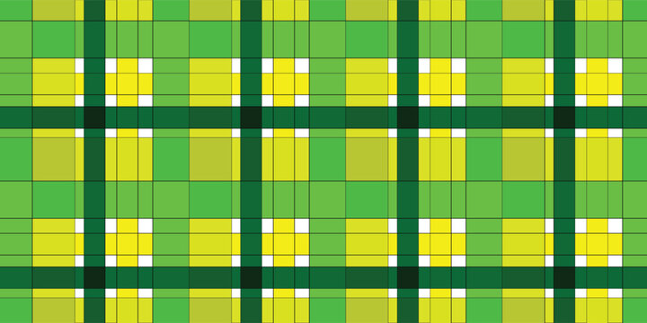 check diamond tartan plaid fabric seamless pattern texture background - vibrant green, yellow, and white color for creating cozy holiday design and gift wrapping