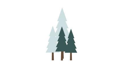 Fototapeta premium Stylized evergreen pine trees in soft blue and green tones