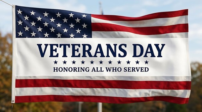 Veterans day american flag banner honoring military service and sacrifice