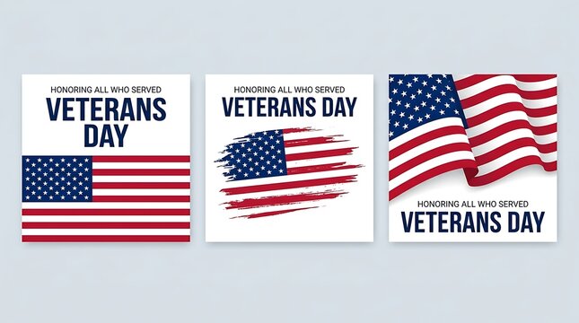 Veterans day patriotic designs american flags honoring text graphics