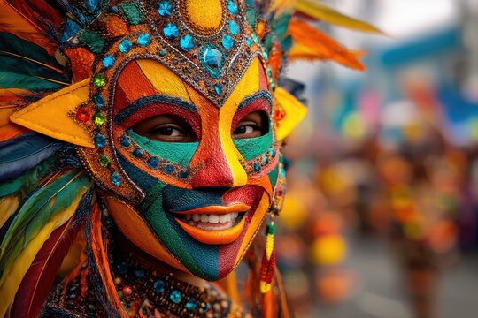 Colorful smiling mask from the MassKara Festival in Bacolod City, Philippines