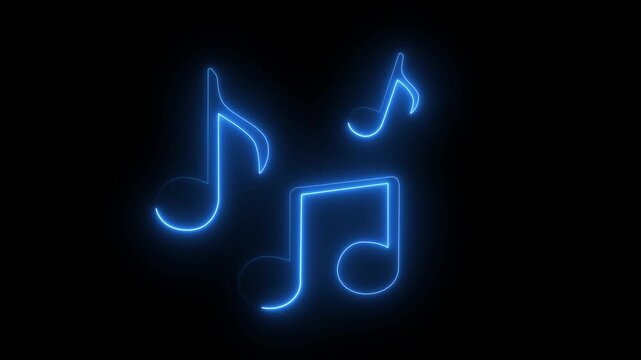 Glowing neon effect music icon. Music note neon purple color of illustration. Neon music note icon.on alpha transparent background