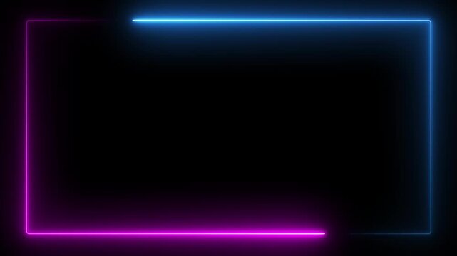 A rectangular frame made of two moving neon lights. A popular abstract, on alpha transparent background