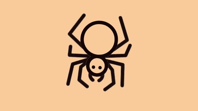 Minimalist Flat Vector Illustration of a Single Spider on Peach Background