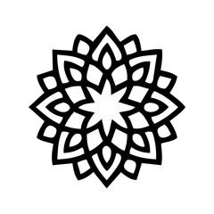 Lotus flower mandala icon. Black floral ornament vector element. © PNG BOSS