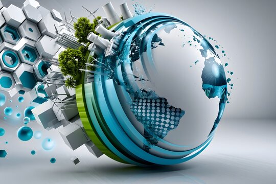 Digitale Weltkugel mit gr&uuml;ner Technologie und nachhaltiger Innovation
