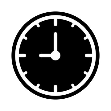 Minimalist black clock icon for time management