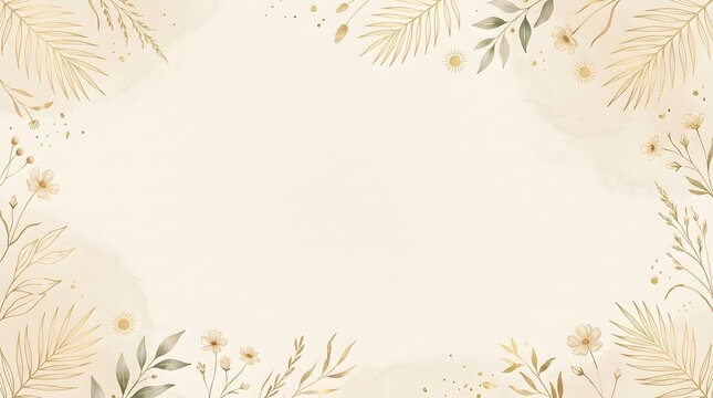 Soft beige background with subtle botanical shadows creating an elegant minimal design with natural tones.