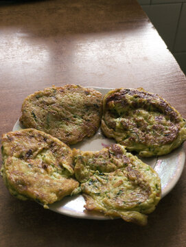Crispy Fried Courgette Fritters Prepared for Healthy Family Snack