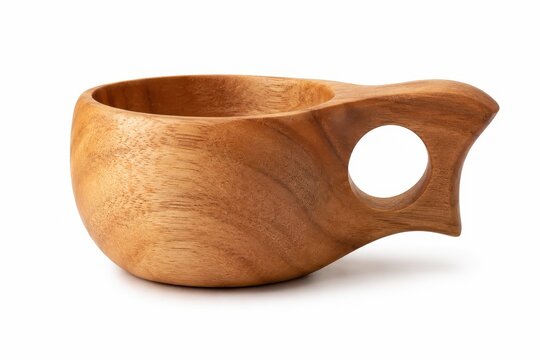 Handcrafted wooden mug with handle, perfect for rustic beverage enjoyment