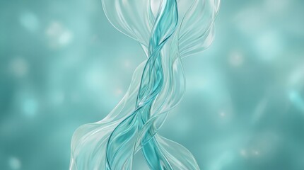 Obraz premium Abstract Turquoise Liquid Glass Waves with Smooth Flowing 3D Ribbons