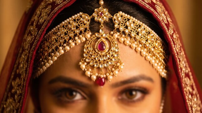 Maang Tikka Indian bride gold jewelry wedding traditional