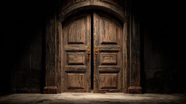 Old Wooden Door Ancient Arch Entrance Vintage Castle Medieval Dark Mystery Antique Architecture Wood