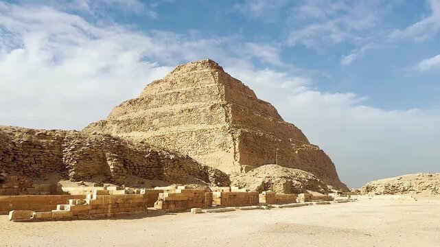 Pyramid of Djoser, Step Pyramid at Saqqara. The First Pyramid in Ancient Egypt