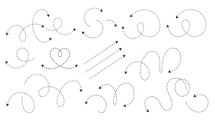 Dotted path trajectory arrow lines showing movement and motion with trajectory © HOMAUN