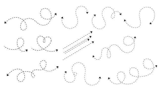 Dotted line path vectors with directional arrows for infographic design