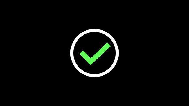 Animated checkmark icons appearing in sequence with green accent with verification checkmarks against icons sequentially with against alpha channel