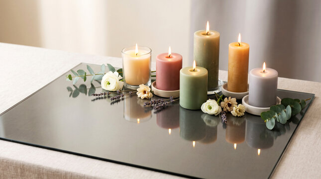 Background decoration with candles and decorations