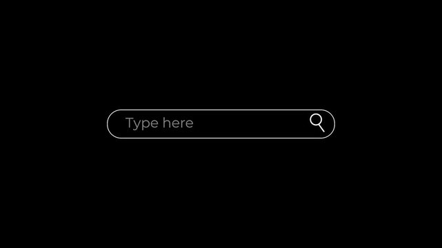 modern search bar animation with appearing search icon and typing interface.