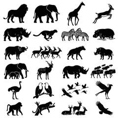 Obraz premium Set of African Safari Animal Silhouettes for Wildlife Design