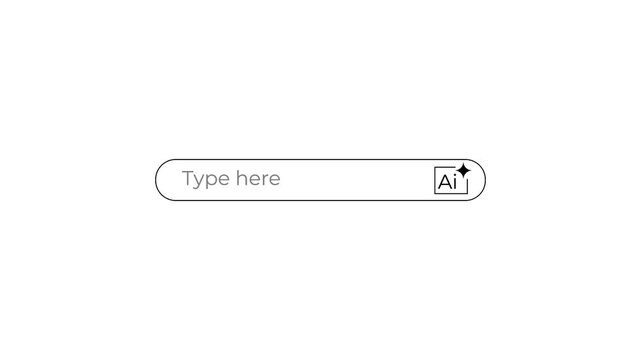 ai search bar typing animation with pulsing ai icon and modern user interface loop.