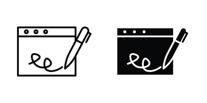 E Signature icon flat pictograms series