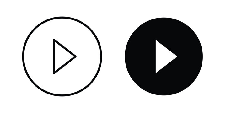 Media play button icon flat pictograms series