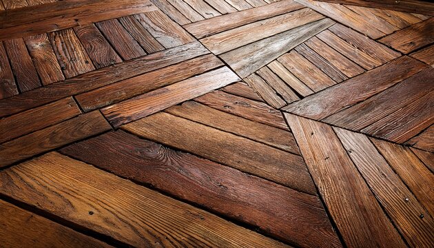 Old Wooden Parquet Floor Planks