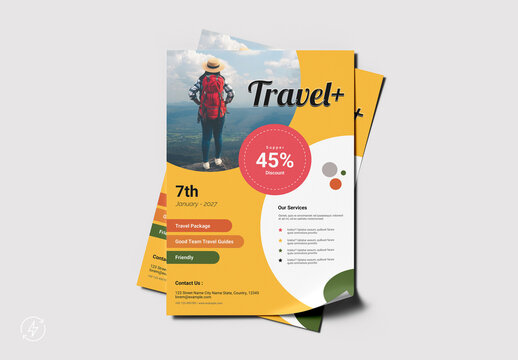 Professional Travel Agency Promo Flyer Template with Photo Grid