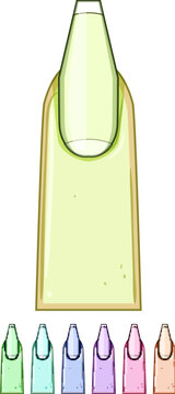coffin nail shape cartoon. stiletto round, squoval edge, lipstick flare coffin nail shape sign colorful illustration