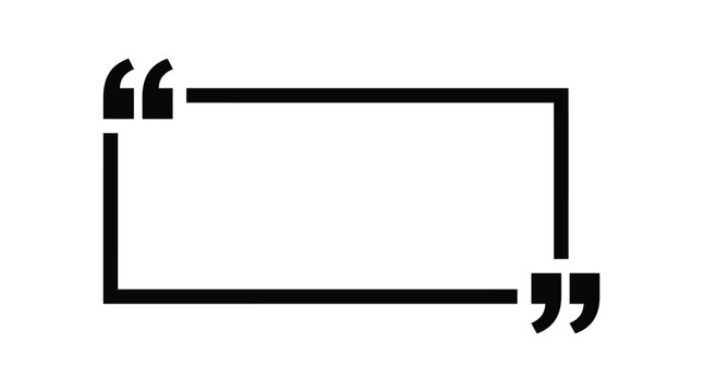 Quotation mark frame icon with an empty text box for testimonial, citation, and blockquote design