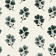 Obraz premium Clover seamless botanical pattern illustration
