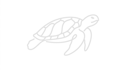 Sea Turtle Outline Illustration Simple Clean Design. © Kucing