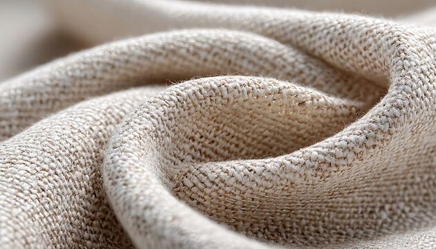 Closeup of Soft Cream Jacquard Knit Luxury Fabric Backdrop, Serene Beige Material for Interiors