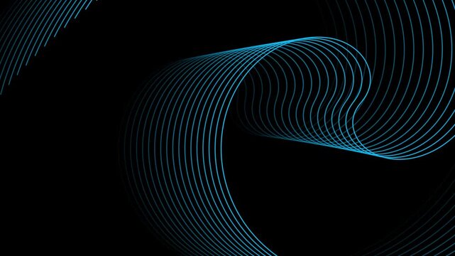 Abstract White Curved Line Waves on Black Background | Minimal Geometric Monochrome Modern Wallpaper