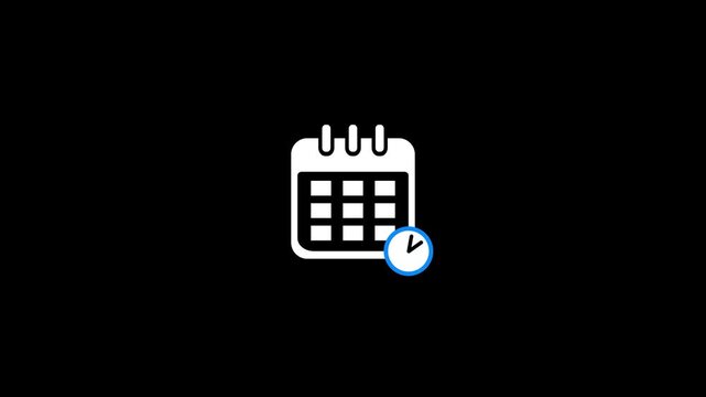 Calendar with Clock Icon. Schedule Planner, Appointment Reminder, Event Time Management, Date and Time Symbol, Business Planning, Modern Flat UI Icon Isolated on White Background