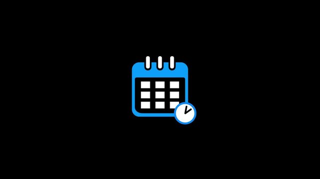 Calendar with Clock Icon. Schedule Planner, Appointment Reminder, Event Time Management, Date and Time Symbol, Business Planning, Modern Flat UI Icon Isolated on White Background