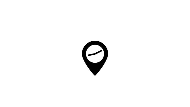 map pin and clock icon animation. 4K Video motion Animation.